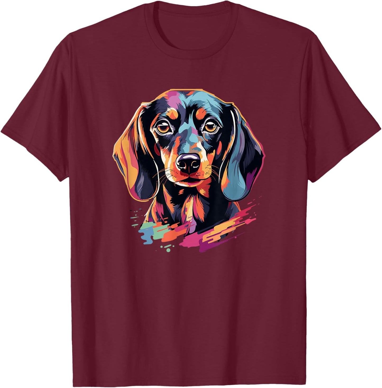 Cute Dachshund Mom Dad Doxie Weiner Art Design Men Women Kids T-Shirt - T-Shirt | Maroon