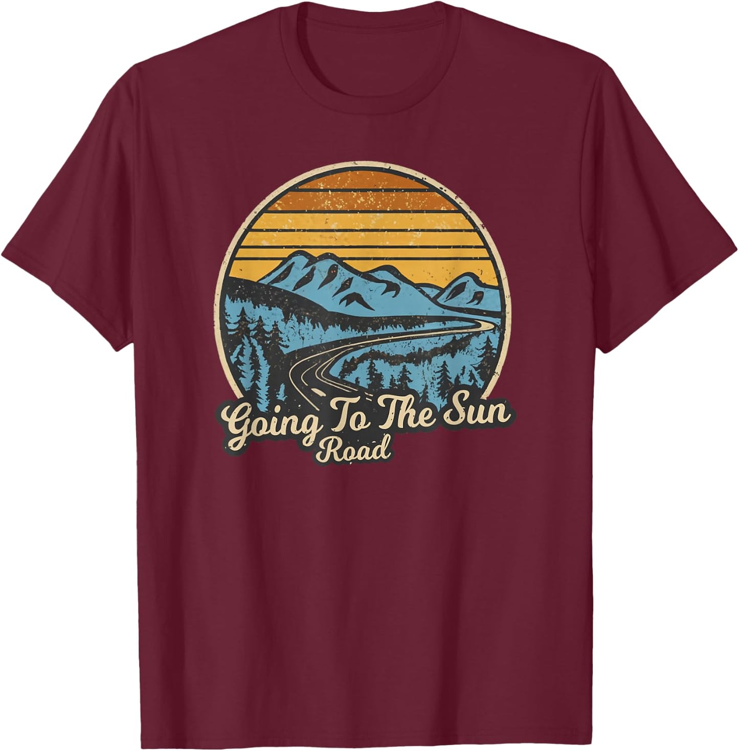 Going To The Sun Road Glacier National Park Retro T-Shirt - T-Shirt | Maroon