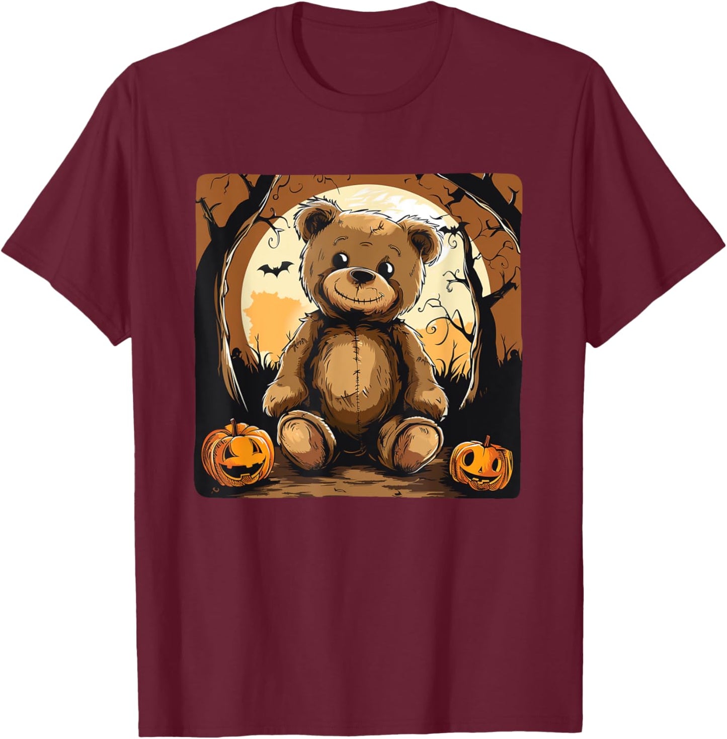 Smiling Halloween Teddy Bear Costume T-Shirt - T-Shirt | Maroon