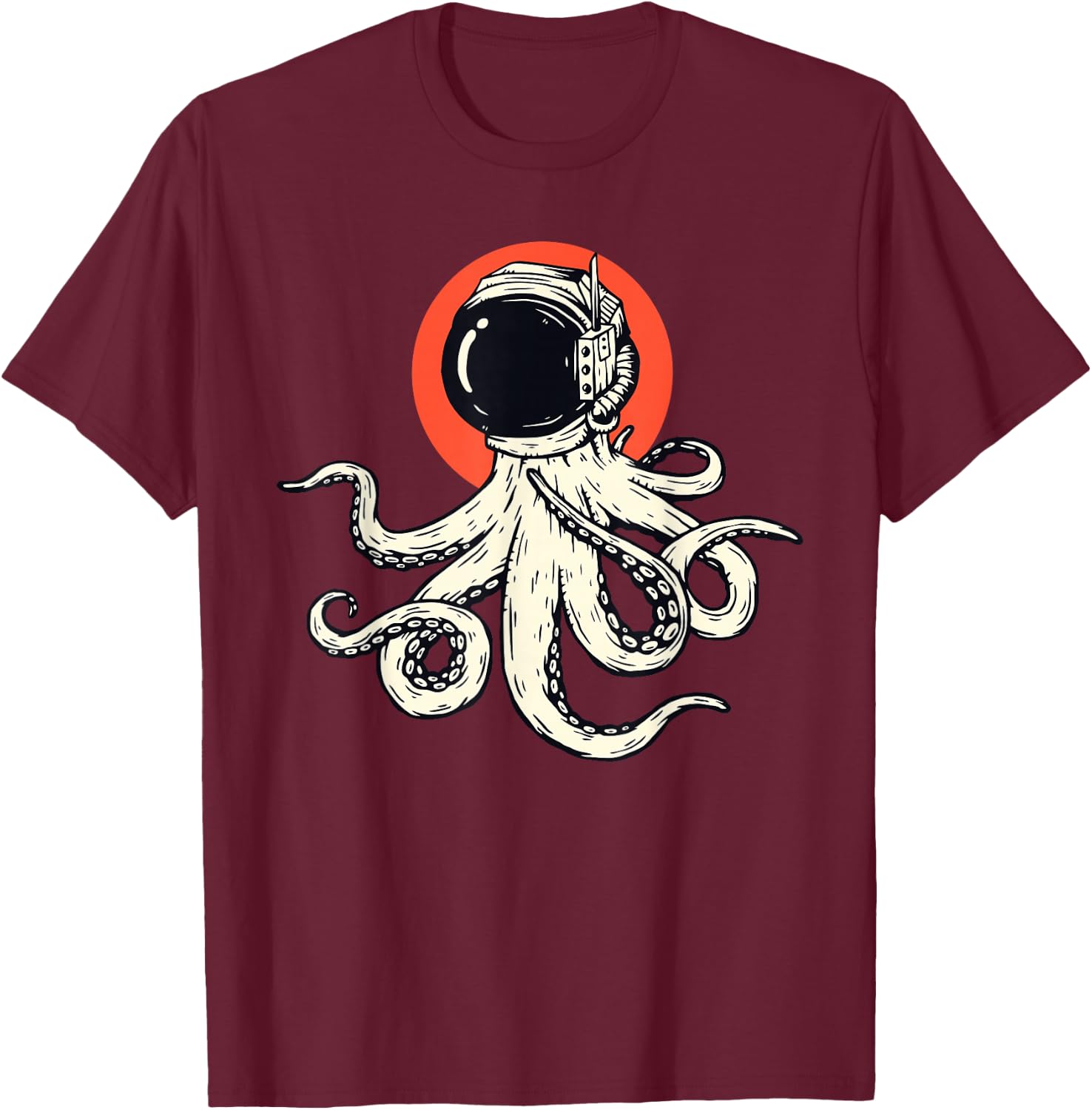 Funny Octopus Alien Gift Outer Space UFO Mars Scifi T-Shirt - T-Shirt | Maroon