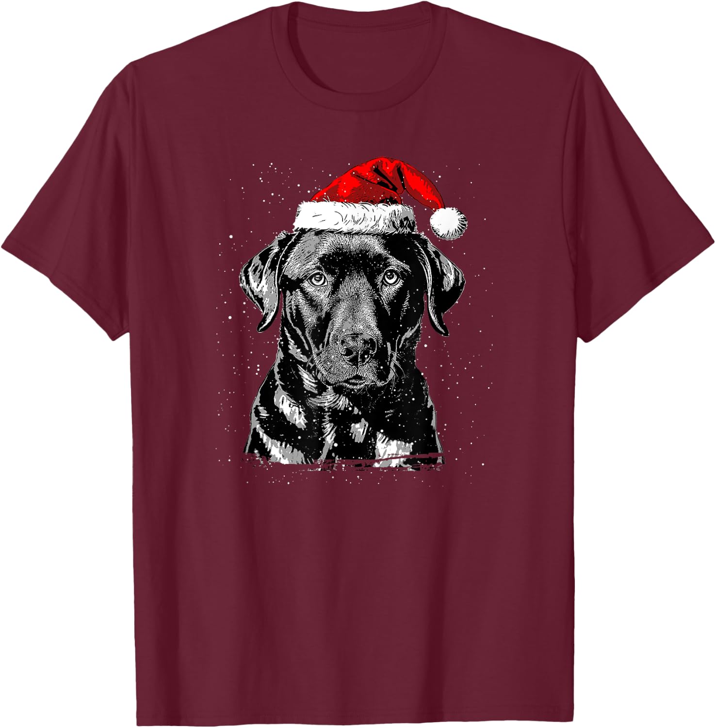 Labrador Retriever Santa Claus Hat Merry Christmas Dog X-Mas Men Women Kids T-Shirt - T-Shirt | Maroon