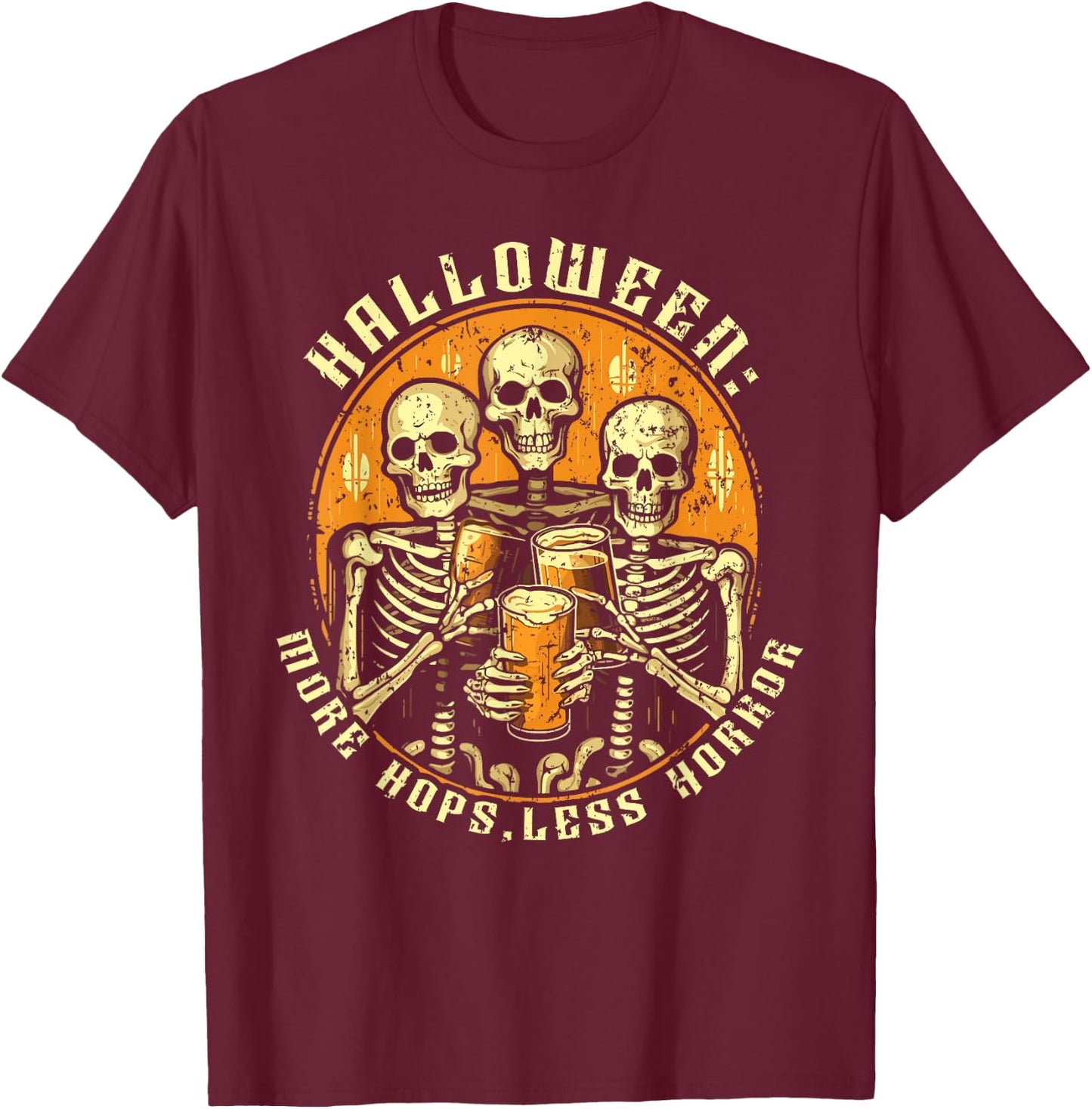 Halloween Beer Drinker Trick Or Treat Spooky Alcoholic T-Shirt - T-Shirt | Maroon