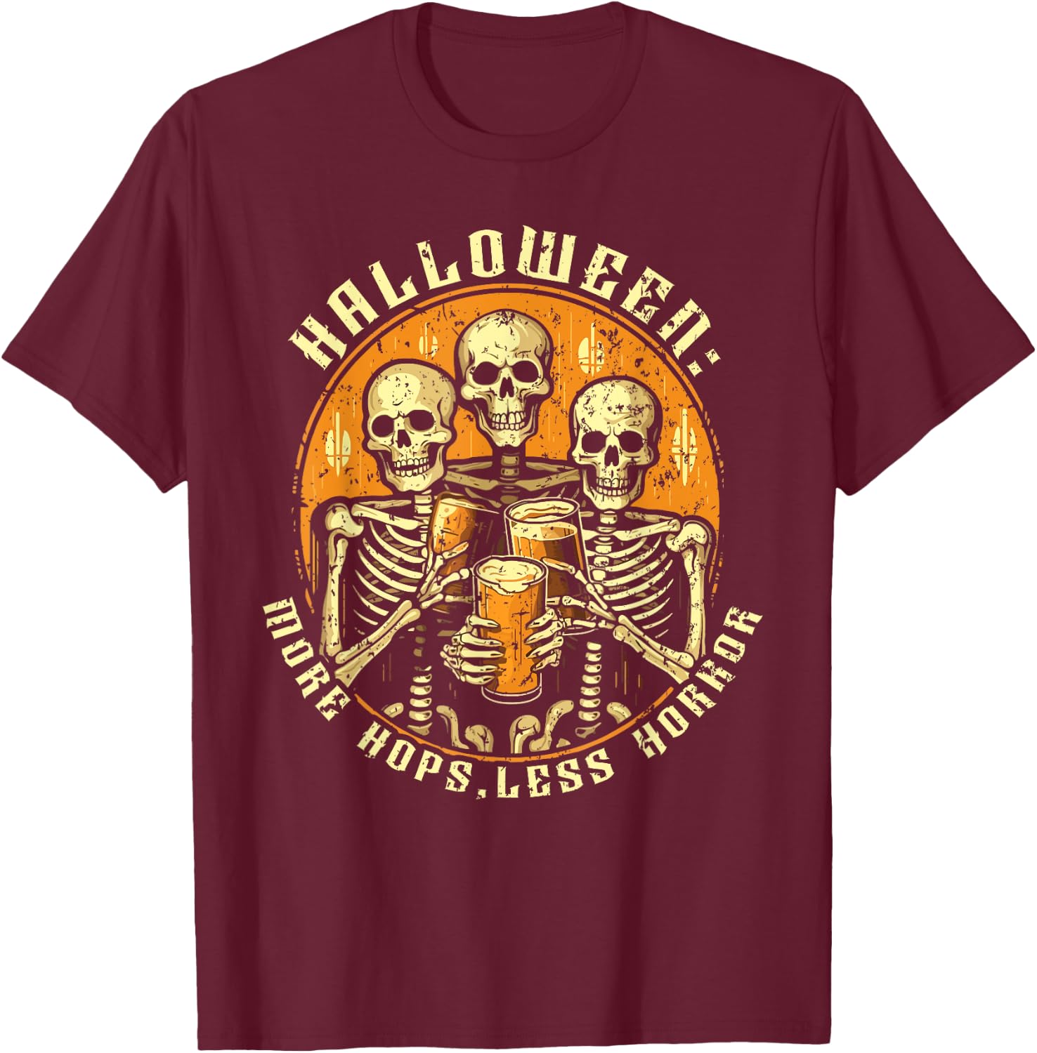 Halloween Beer Drinker Trick Or Treat Spooky Alcoholic T-Shirt - T-Shirt | Maroon