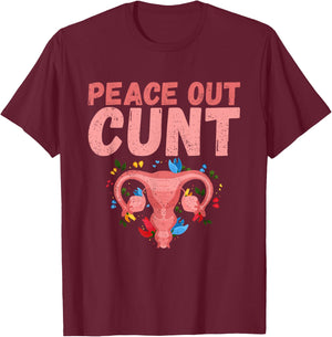 Funny Cute Hysterectomy Peace Out Uterus T-Shirt - T-Shirt | Maroon