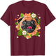 Cool Pug Dog Women Girls Pug Lovers Flower Hawaiian T-Shirt - T-Shirt | Maroon
