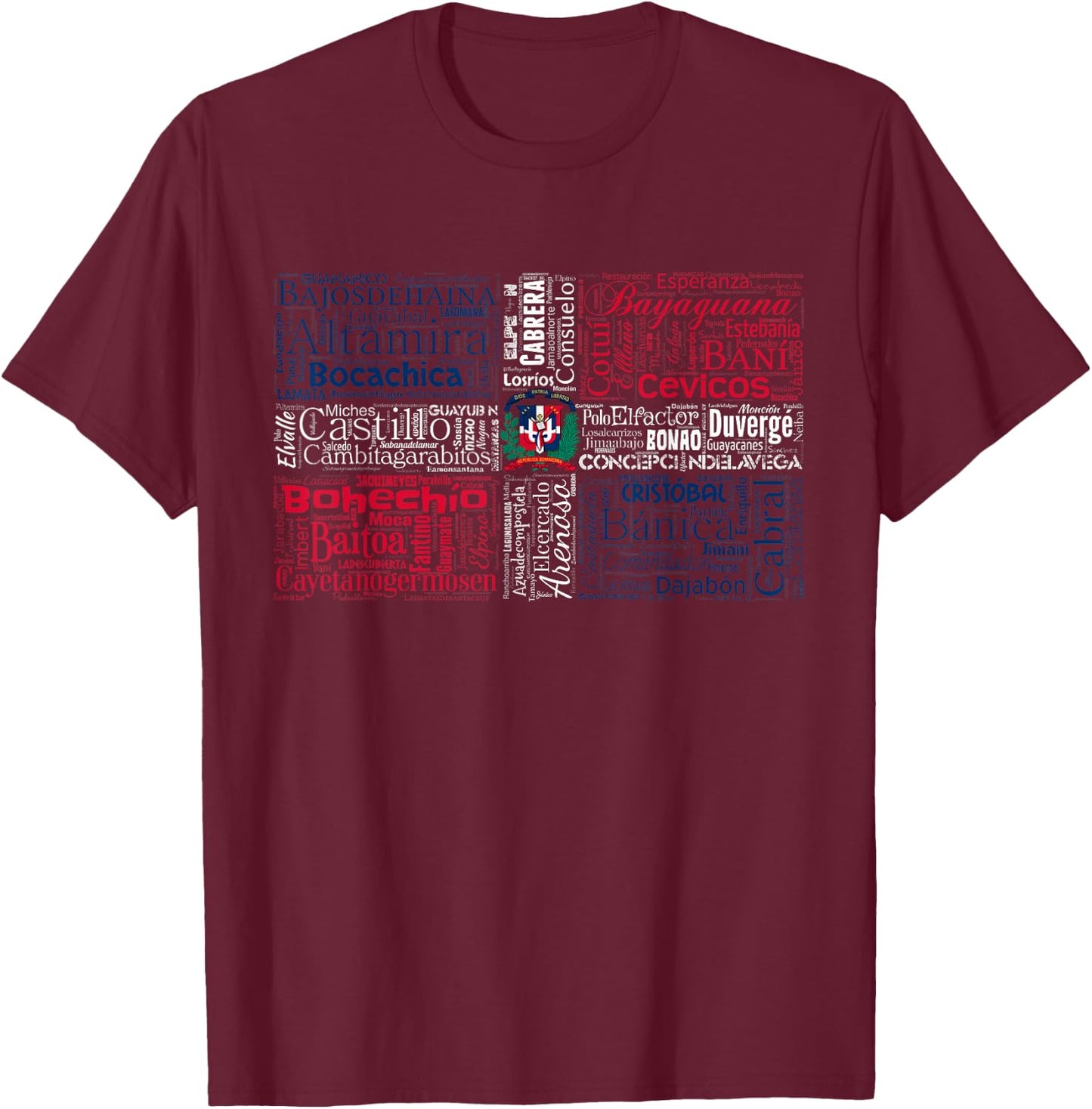 Cities Ciudades Republica Dominicana Bandera Dominican Flag T-Shirt - T-Shirt | Maroon