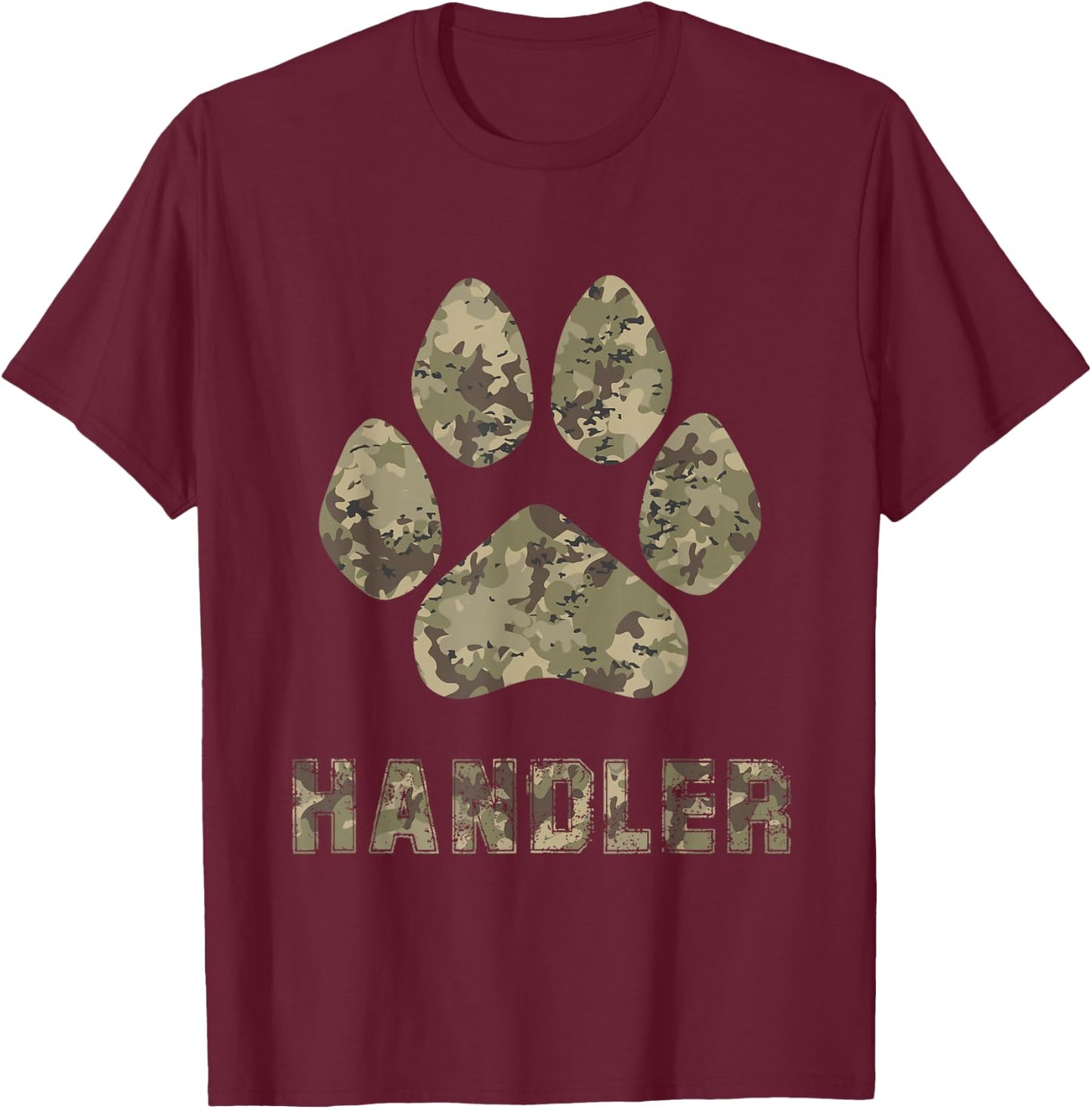 Army Camo MWD Military Working Dogs K-9 Handler Shirt Gift T-Shirt - T-Shirt | Maroon