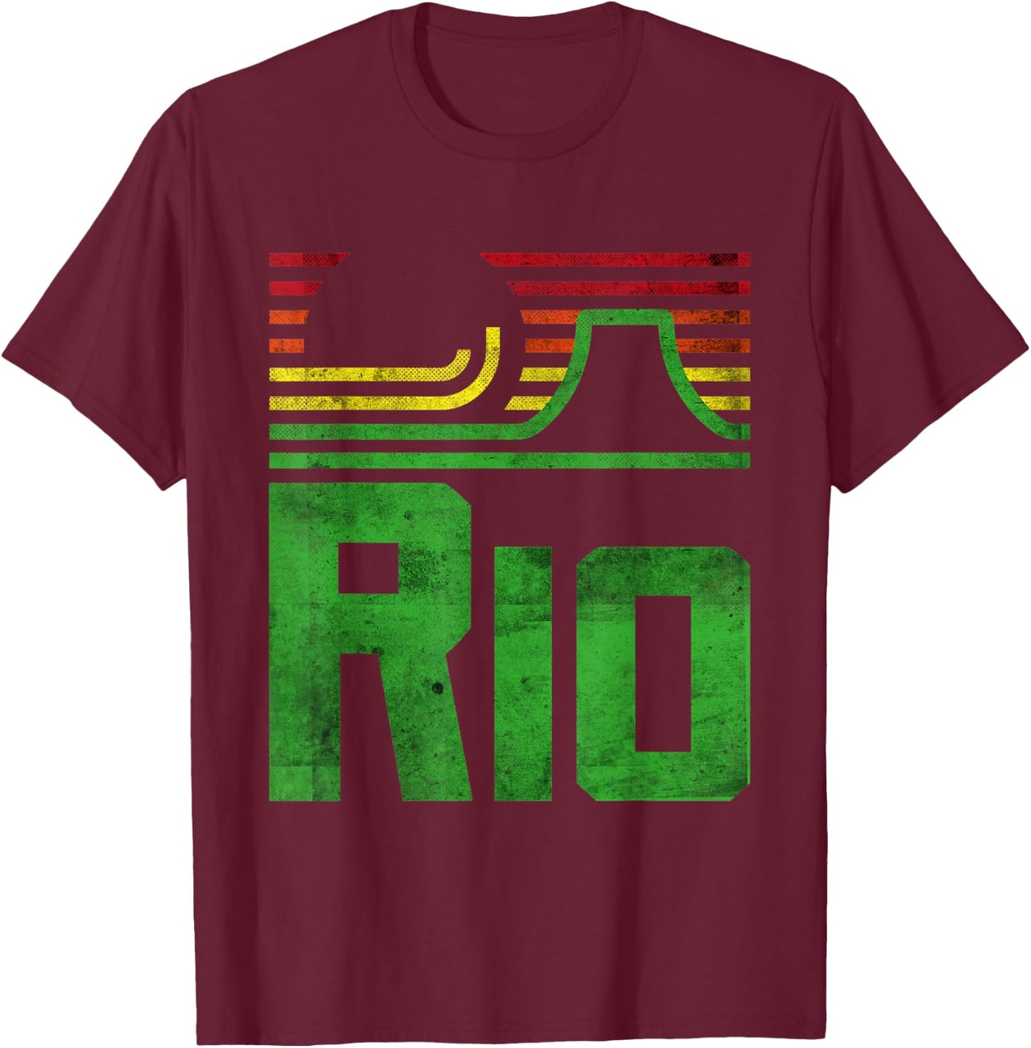 Vintage Retro Rio Novelty Graphic & Cool Designs T-Shirt - T-Shirt | Maroon
