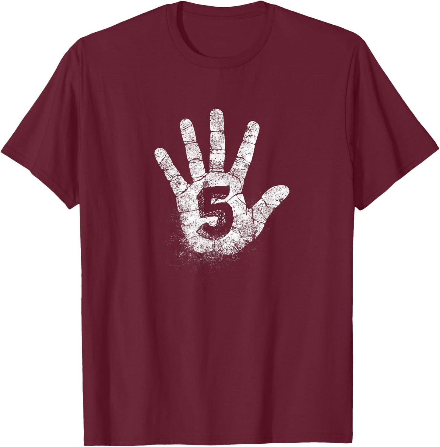 Number Five, 5 Hand Signs to Play Games High Academy Vintage T-Shirt - T-Shirt | Maroon