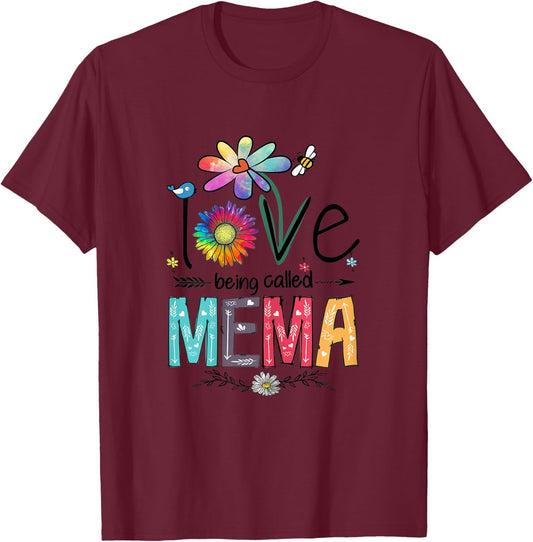 I Love Being Called Mema Daisy Flower Cute Mother's Day T-Shirt - T-Shirt | Maroon