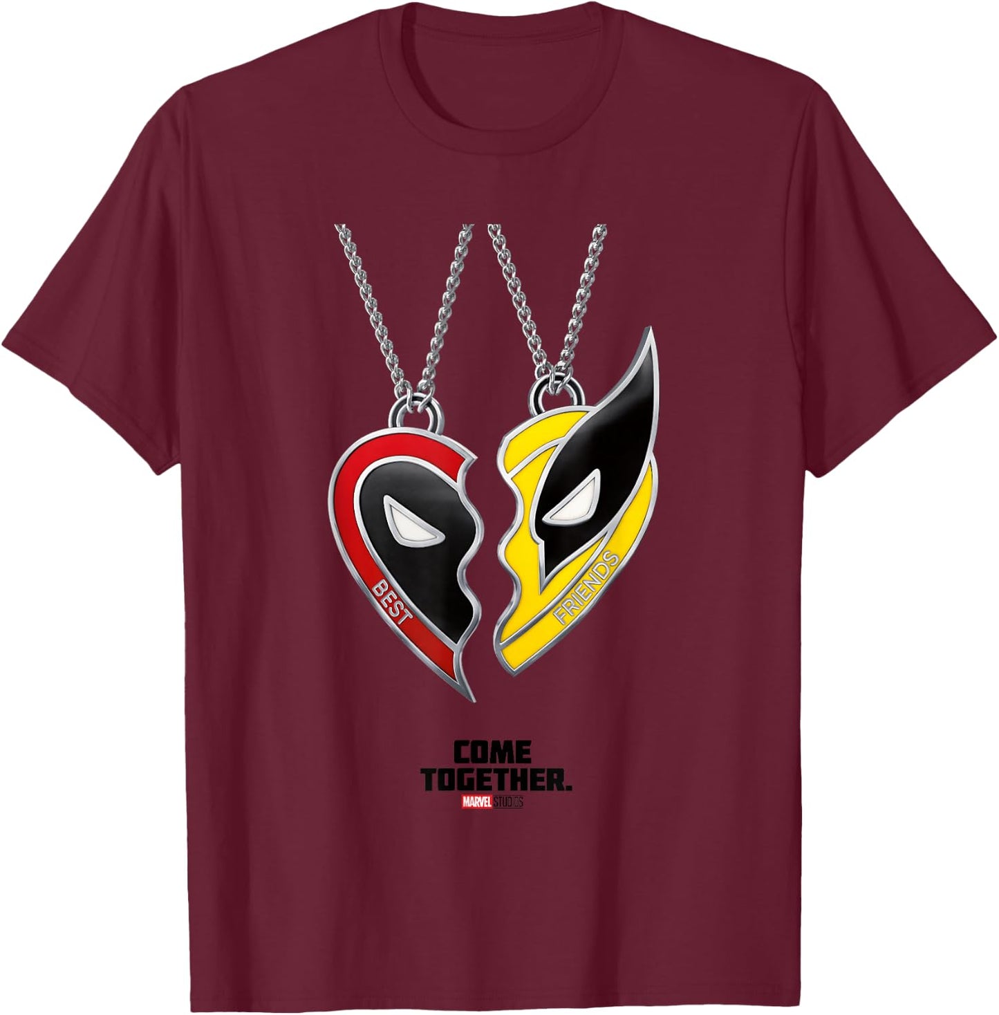 Marvel Deadpool & Wolverine Come Together Friendship Poster T-Shirt - T-Shirt | Maroon