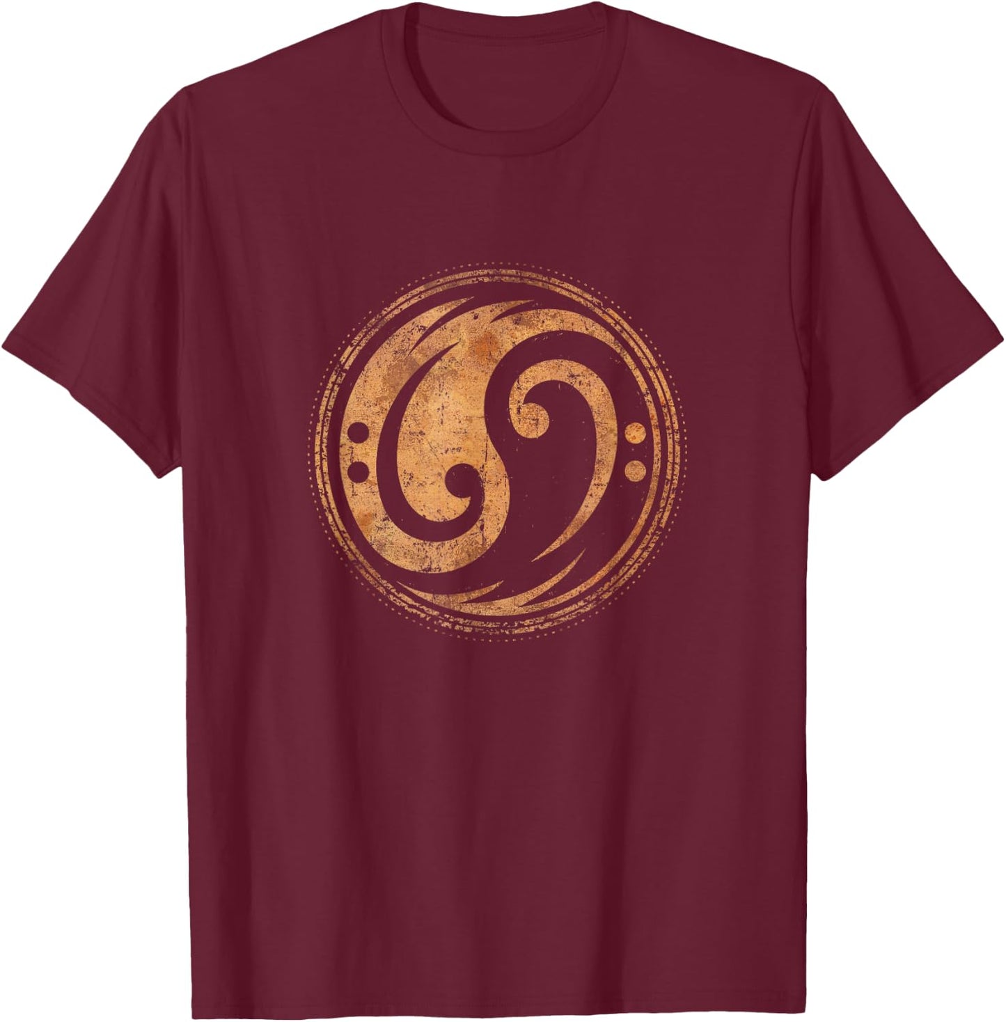 Bass Guitar Bass Clef Vintage Yin Yang for Bassist T-Shirt - T-Shirt | Maroon