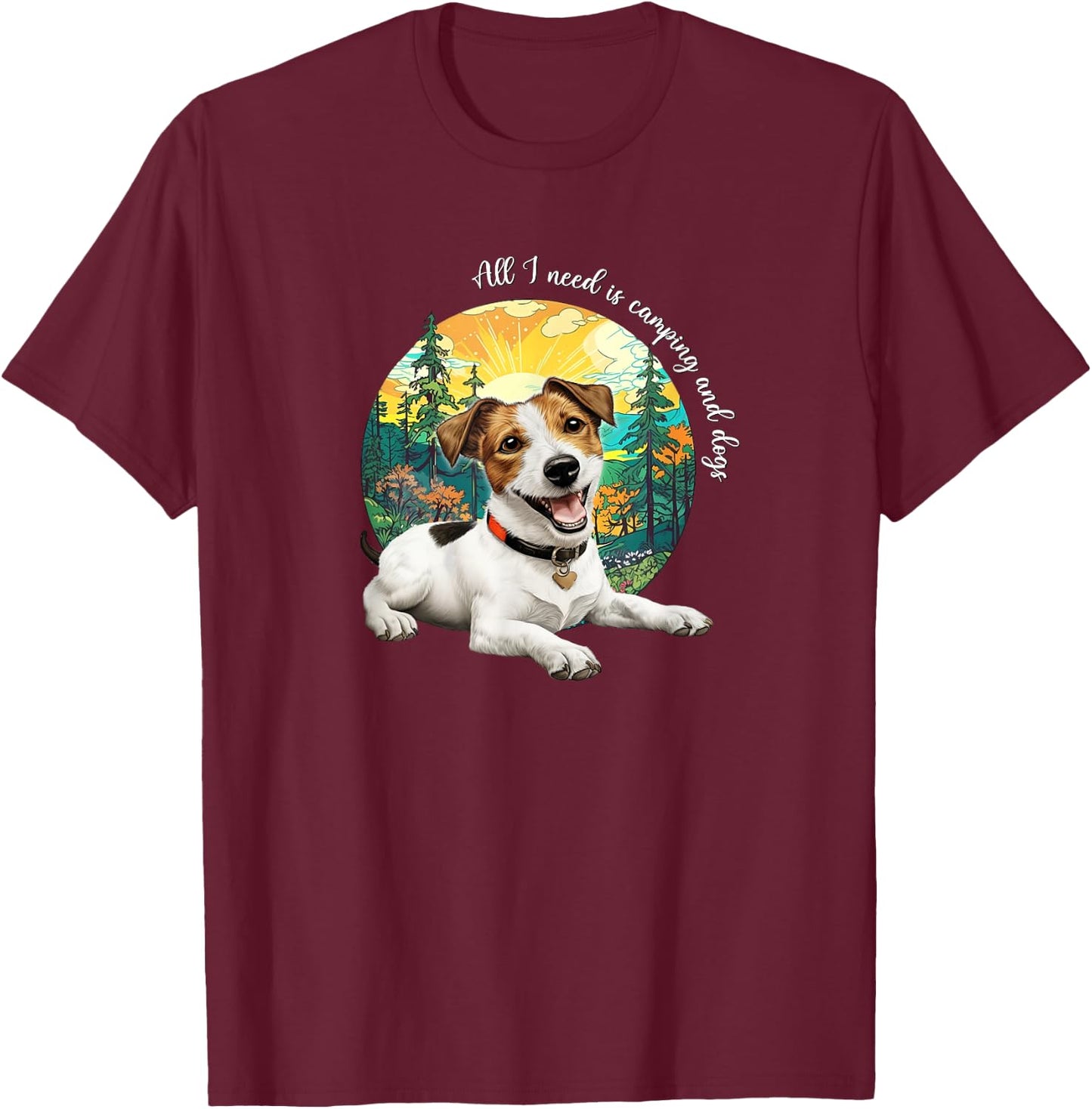 JRT Dog Lover Nature Camping Jack Russell Lover T-Shirt - T-Shirt | Maroon