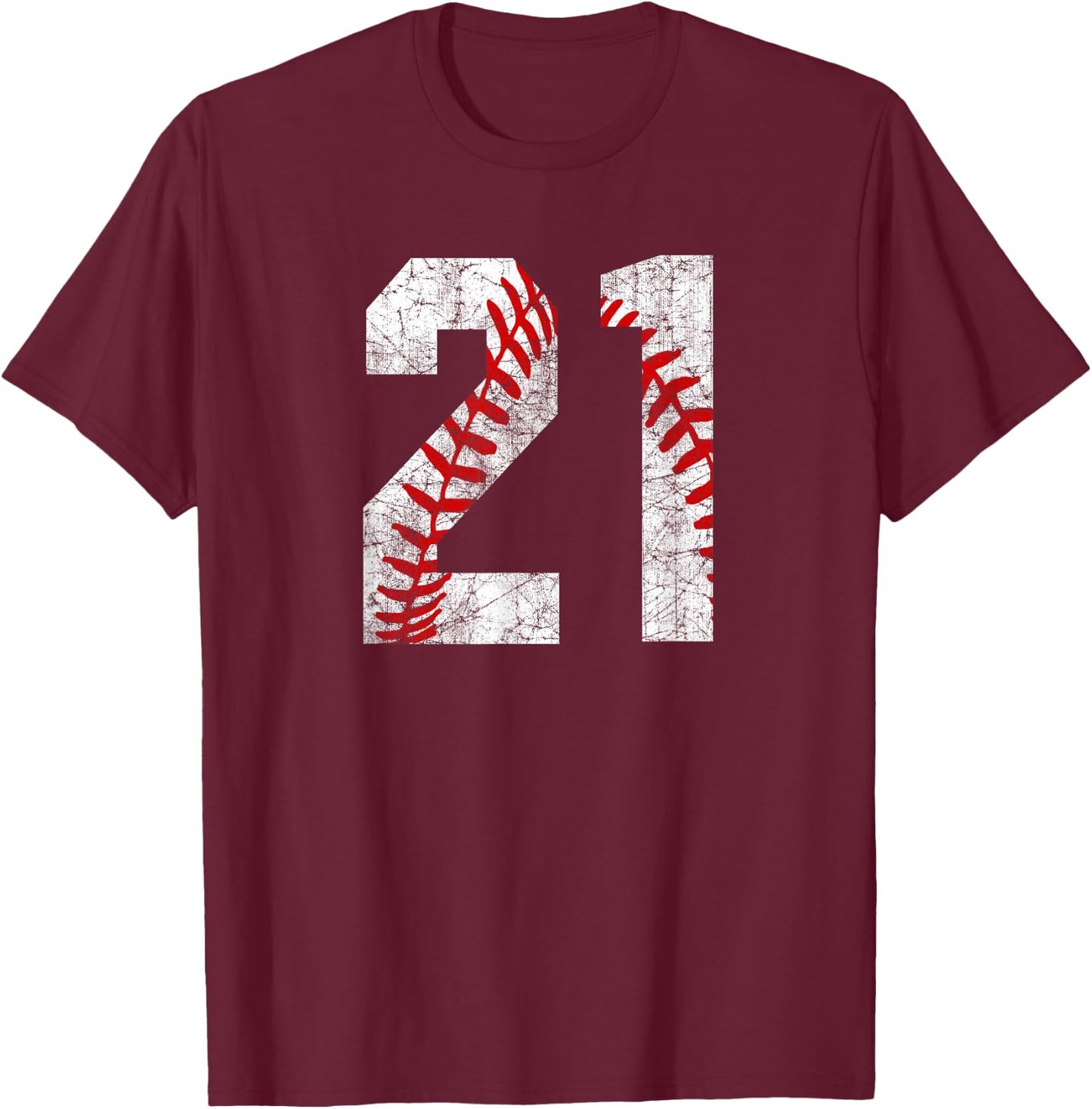 Vintage Baseball Mom #21 Jersey Baseball Player Number 21 T-Shirt - T-Shirt | Maroon