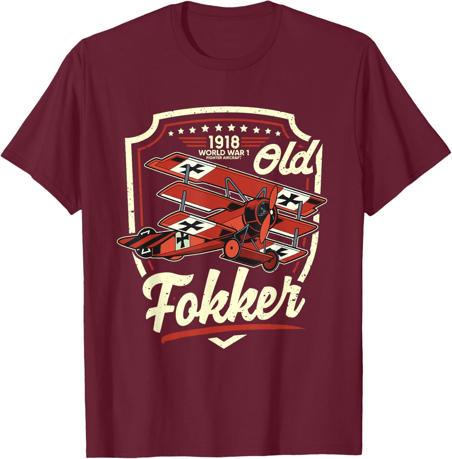 Altes Fokker WW1 aircraft German Fokker T-Shirt - T-Shirt | Maroon