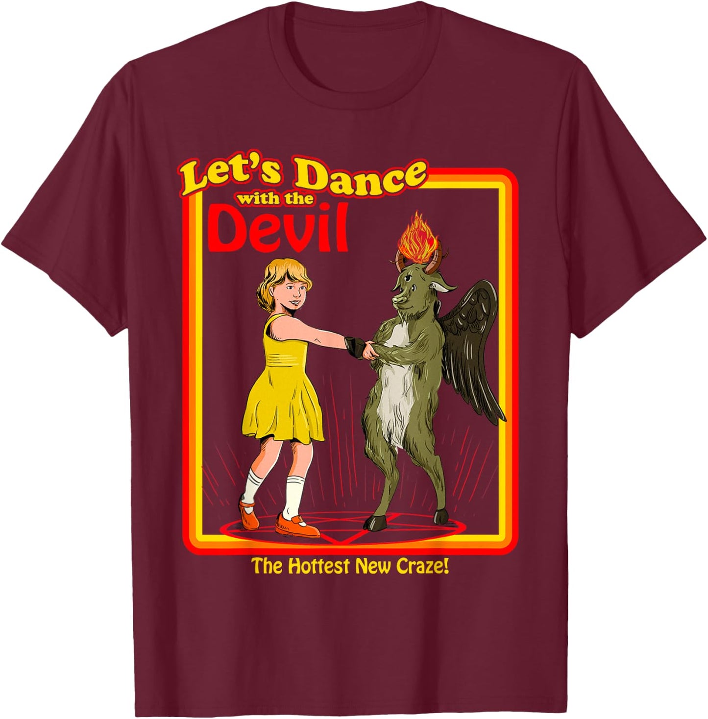 Witchcraft Let's Dance with the Devil Baphomet Satanic Funny T-Shirt - T-Shirt | Maroon