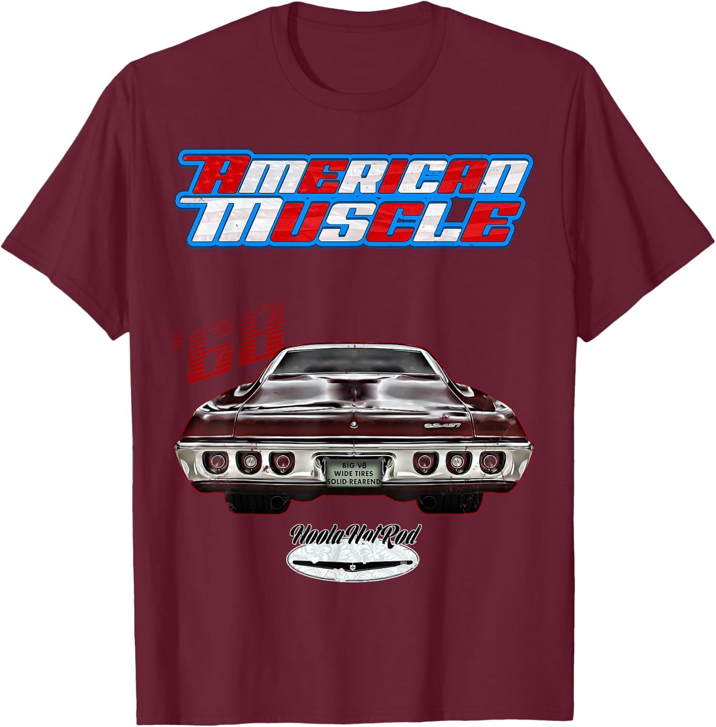 1968 Impala,Fastback,Muscle Car,Hot Rod,rusty,distressed,68 T-Shirt - T-Shirt | Maroon