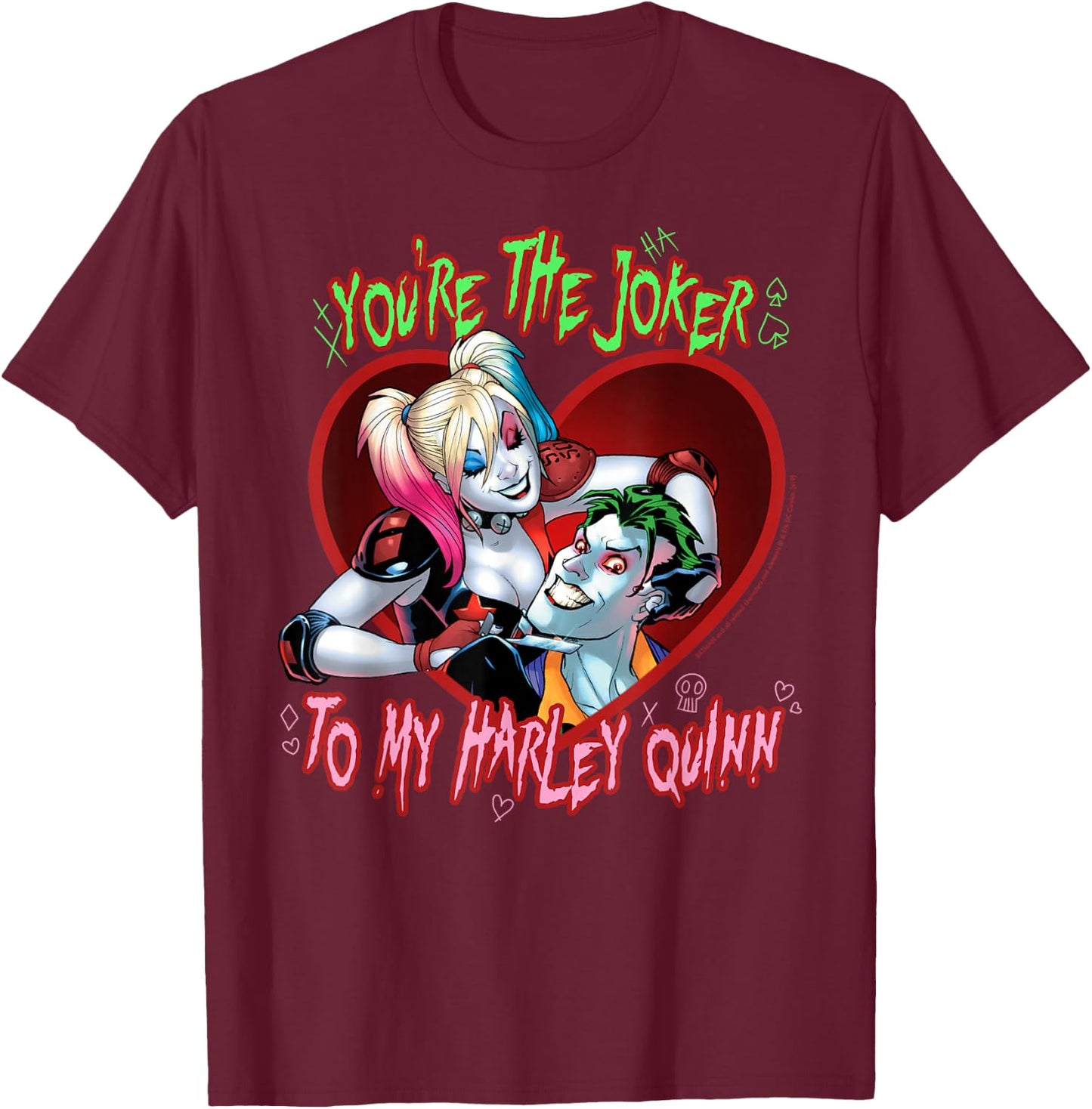 DC Comics Batman Joker to Harley T-Shirt - T-Shirt | Maroon