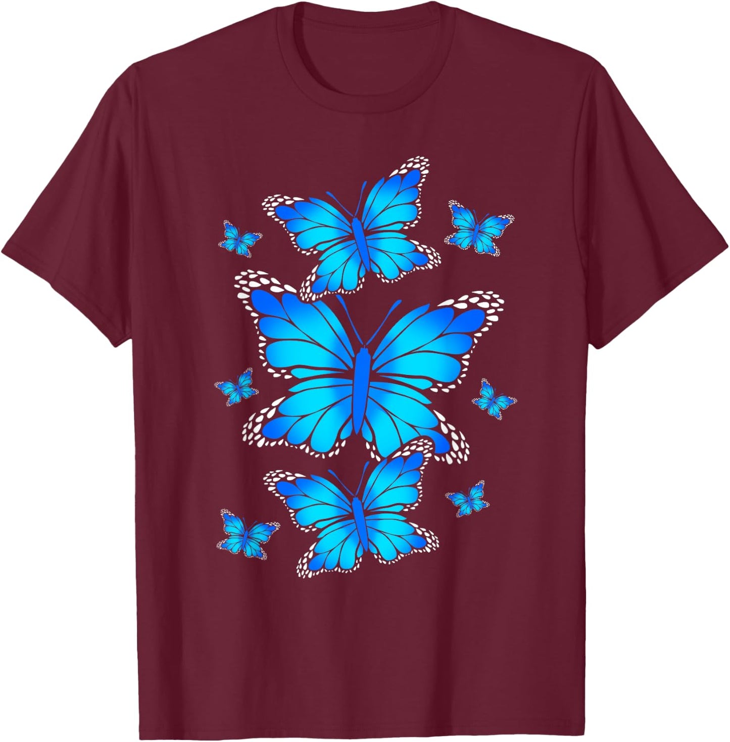 Blue Morpho Butterfly T-Shirt - T-Shirt | Maroon
