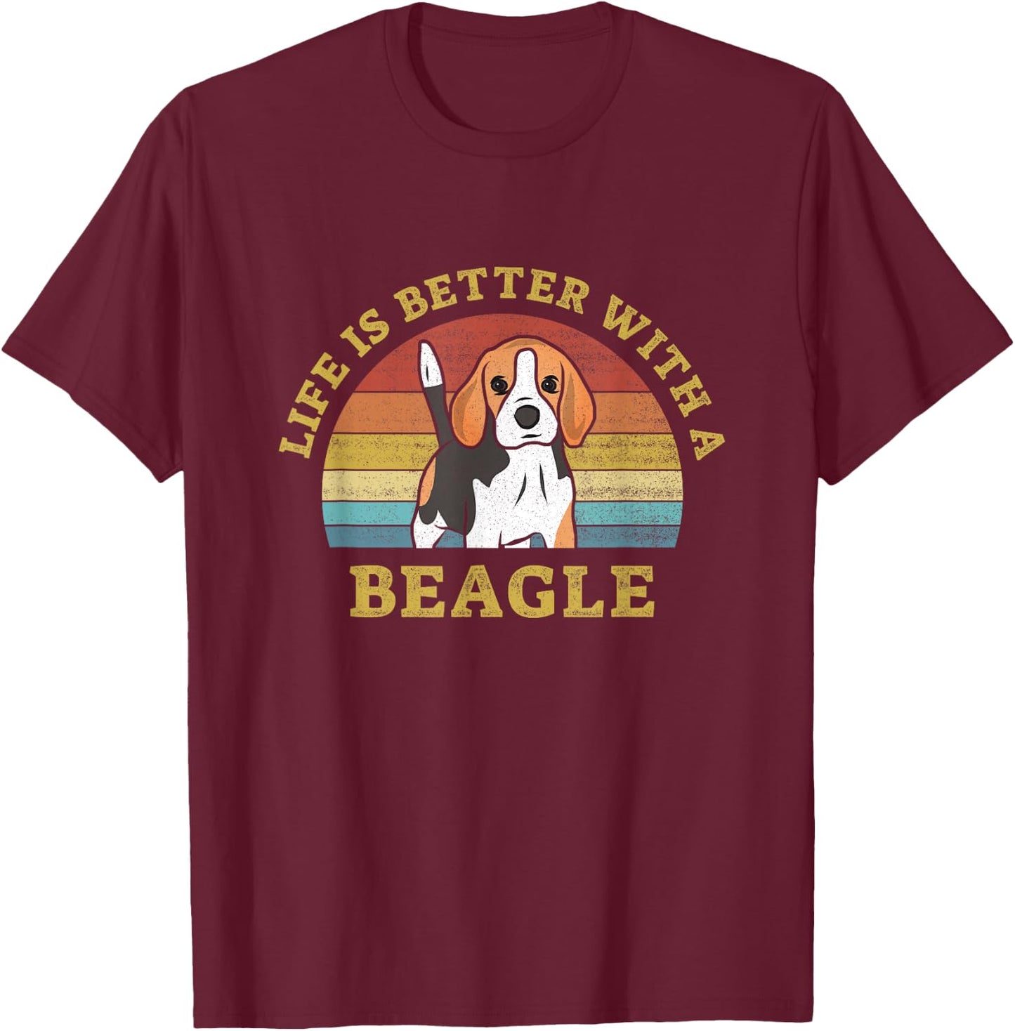 Life is Better with a Beagle Vintage Dog Design Puppy Lover T-Shirt - T-Shirt | Maroon