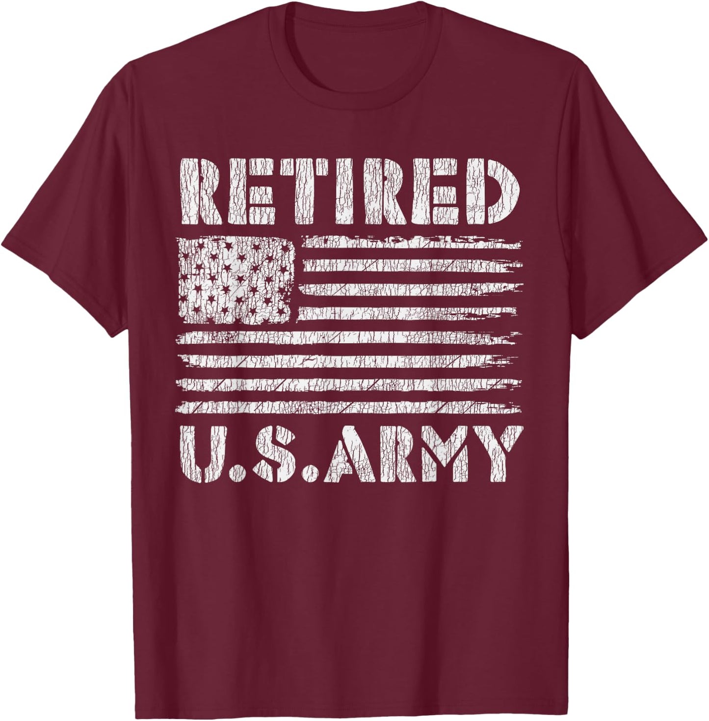 Vintage USA Flag Family Hero Proud Retired U.S Army Veteran Women Kids Men T-Shirt - T-Shirt | Maroon