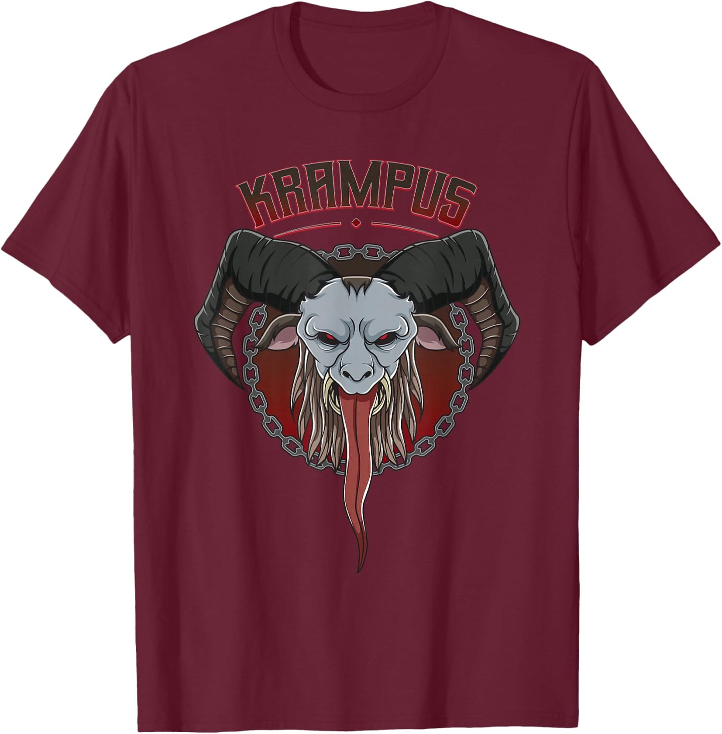 Krampus Horned Goat Demon Christmas Gift T-Shirt - T-Shirt | Maroon