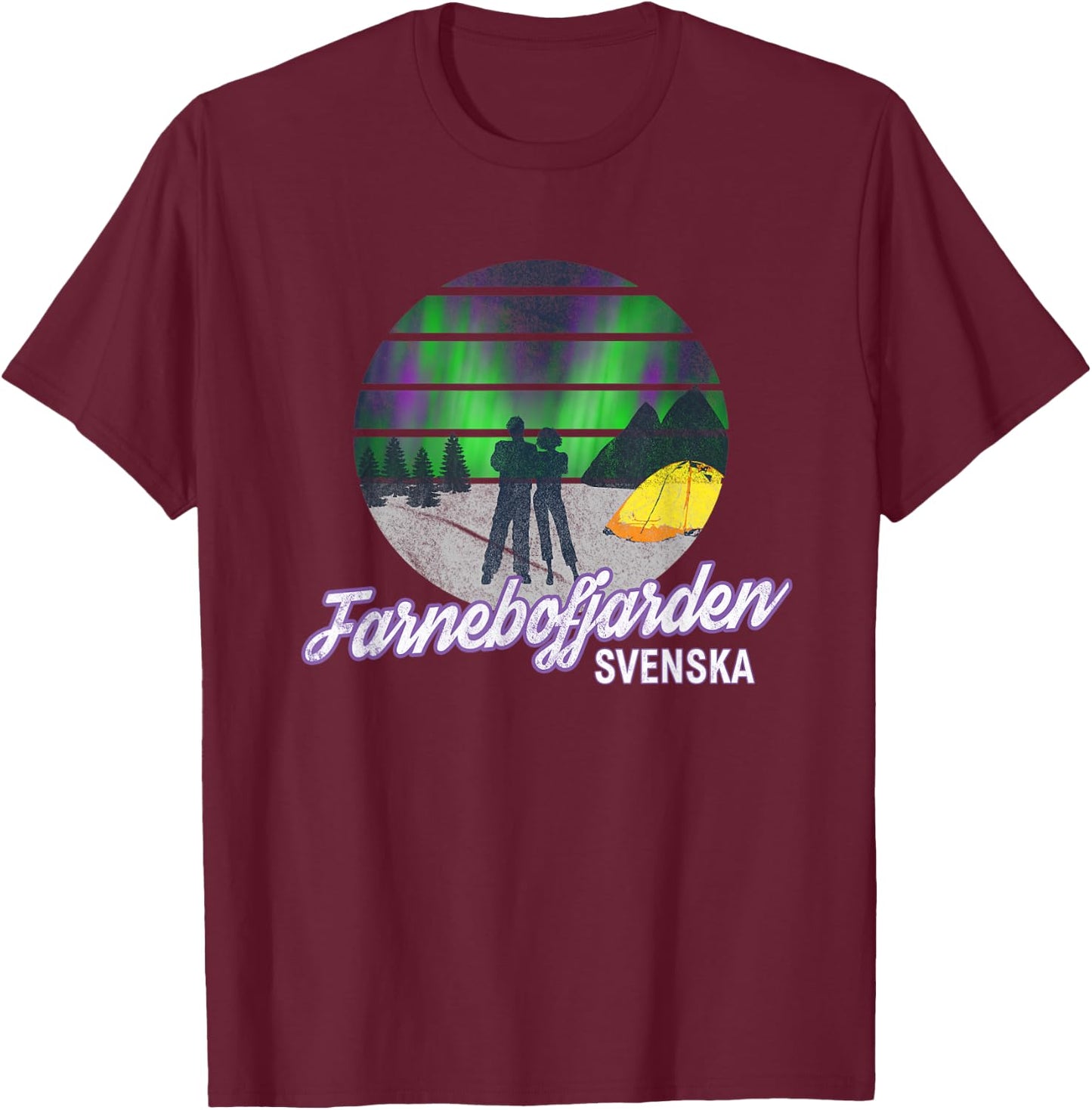 Farnebofjarden Park Sweden Svenska Northern Lights T-Shirt - T-Shirt | Maroon