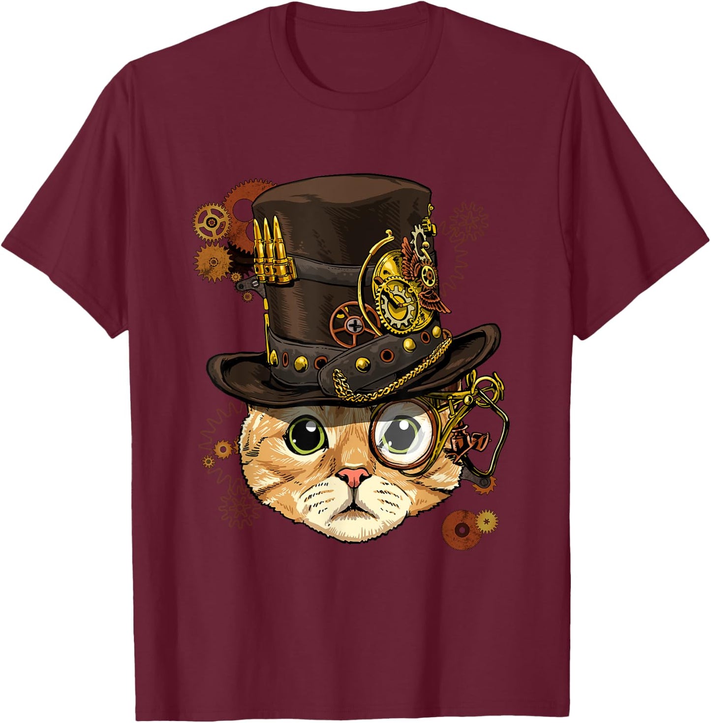 Cat Shirt Steampunk Cat Shirt Medieval Kitten Pet Cat Lover T-Shirt - T-Shirt | Maroon