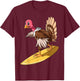 Turkey Surfing Thanksgiving Turkey Surf Turkey Surfboard T-Shirt - T-Shirt | Maroon