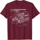 World War 2 German Tank Tiger I Engineering Blueprint T-Shirt - T-Shirt | Maroon