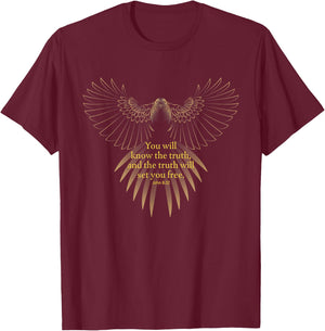 John 8:32 The Truth Will Set You Free T-Shirt - T-Shirt | Maroon