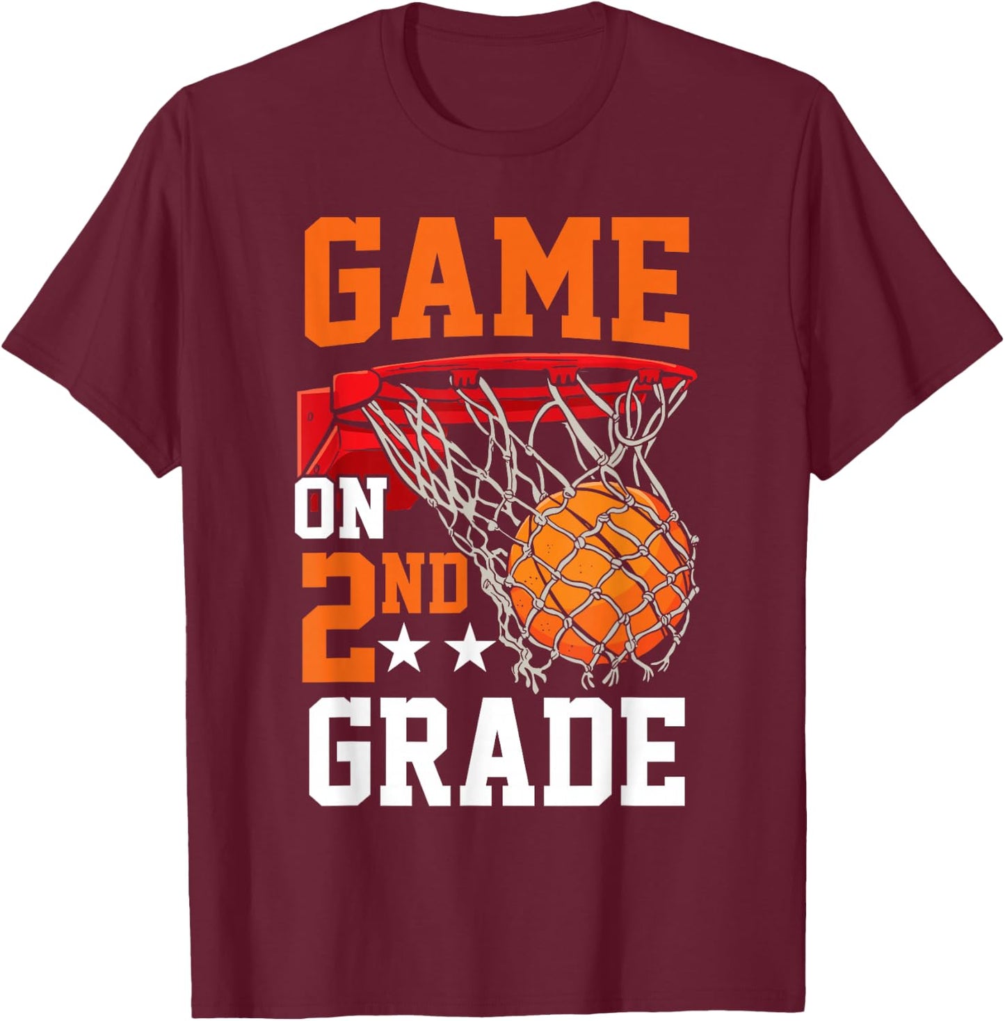 Second Grade Game on Basketball Back To School 2nd Grade T-Shirt - T-Shirt | Maroon