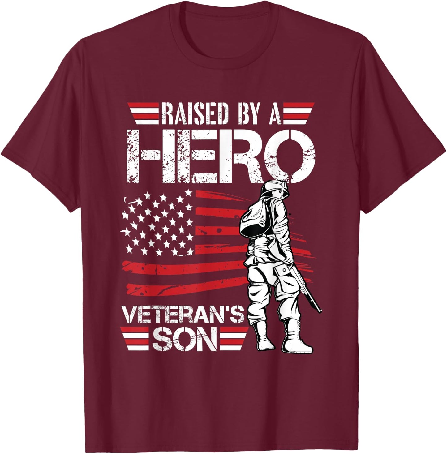 Veteran Son Month Of The Military Child Army Soldier Kids T-Shirt - T-Shirt | Maroon