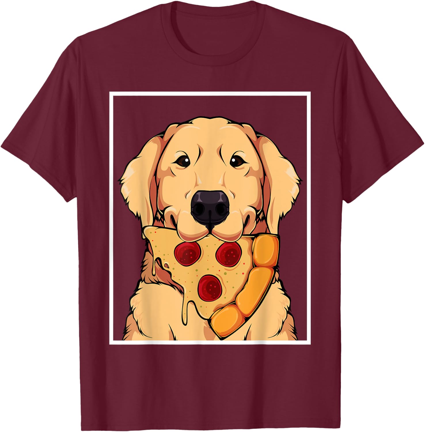 Labrador Golden Retriever Dog Owner Pizza Dogs Mum Men Women T-Shirt - T-Shirt | Maroon