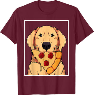 Labrador Golden Retriever Dog Owner Pizza Dogs Mum Men Women T-Shirt - T-Shirt | Maroon