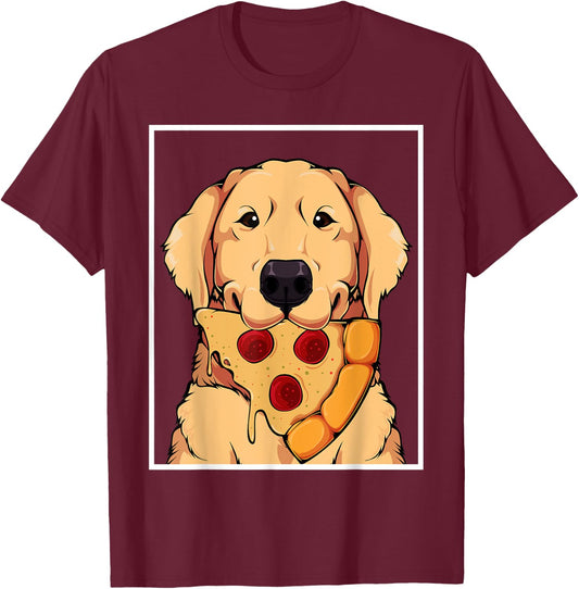 Labrador Golden Retriever Dog Owner Pizza Dogs Mum Men Women T-Shirt - T-Shirt | Maroon