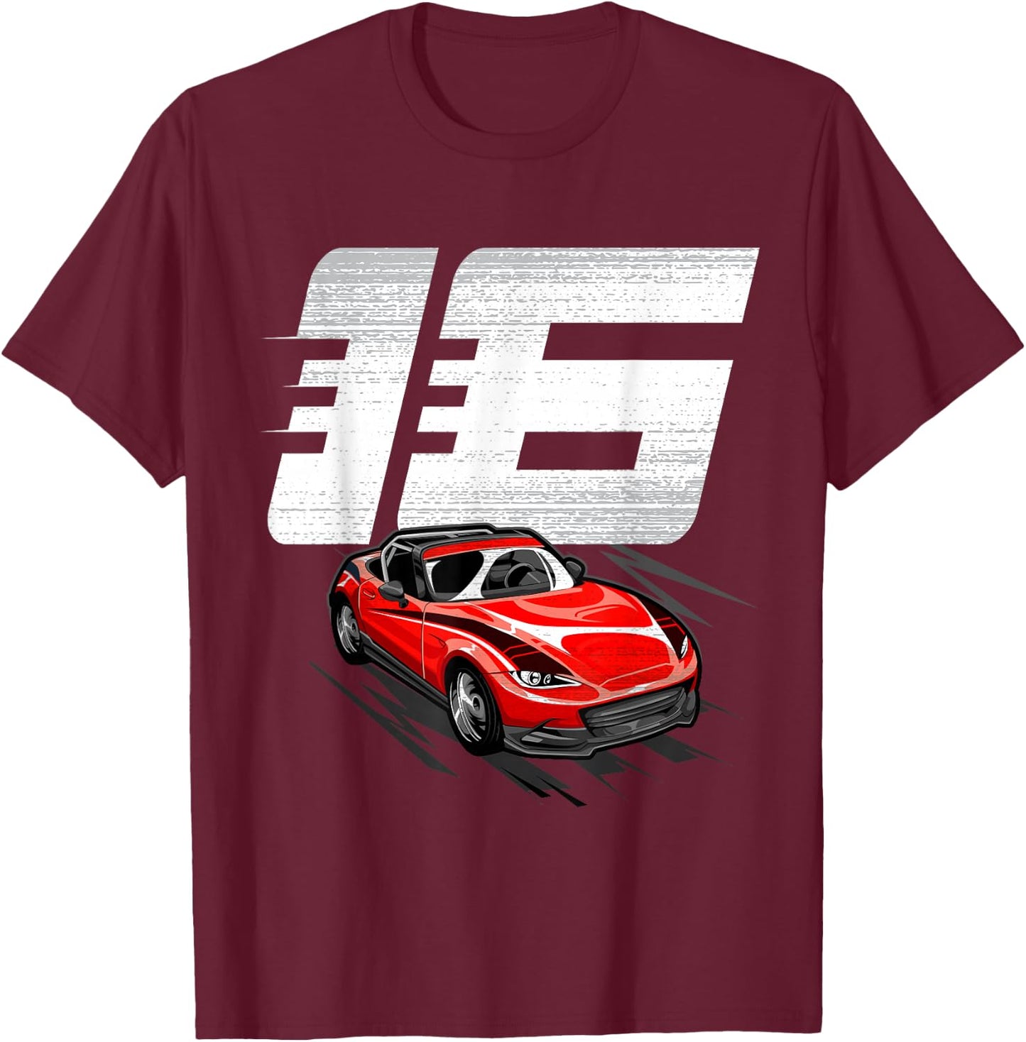 16th Birthday Boy Race Car 16 Year Old Birthday Racing Kids T-Shirt - T-Shirt | Maroon