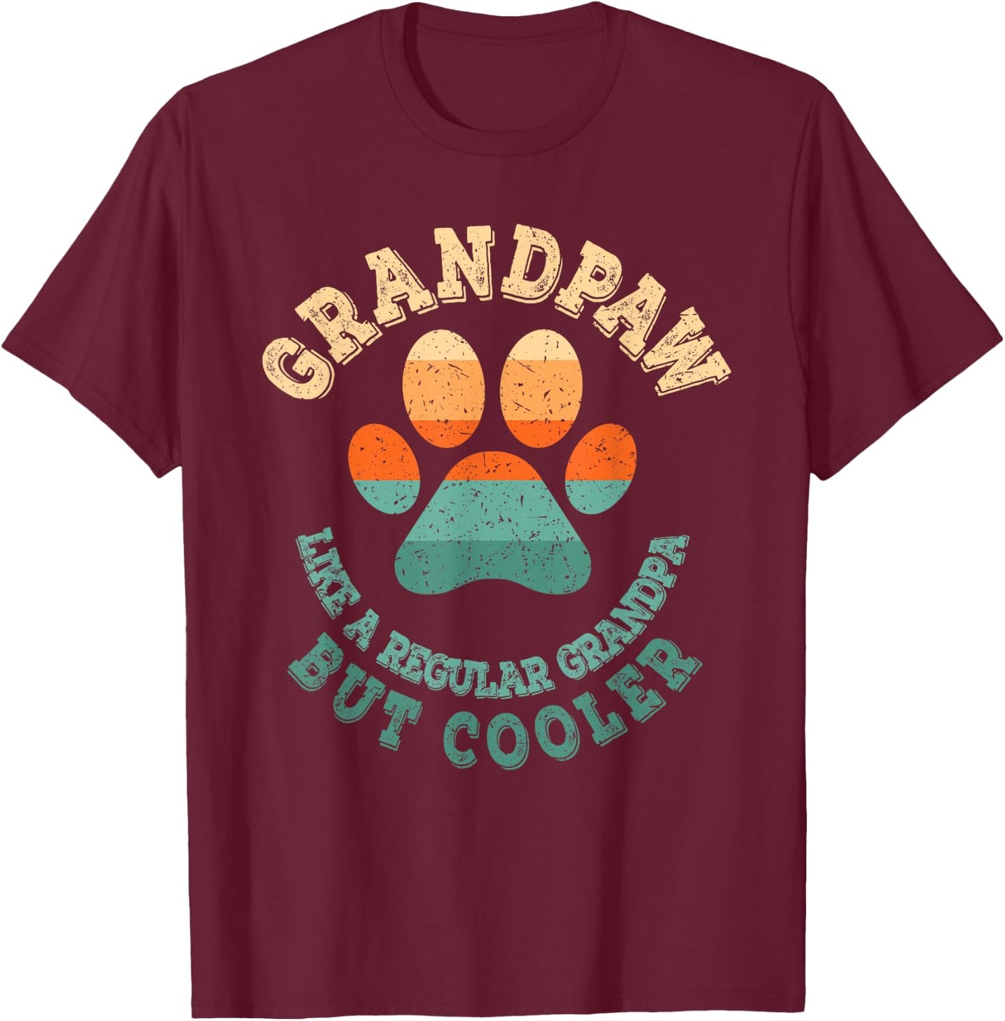 Grandpaw Dog Grandpa Grandfather Funny Grand Paw Retro Men T-Shirt - T-Shirt | Maroon