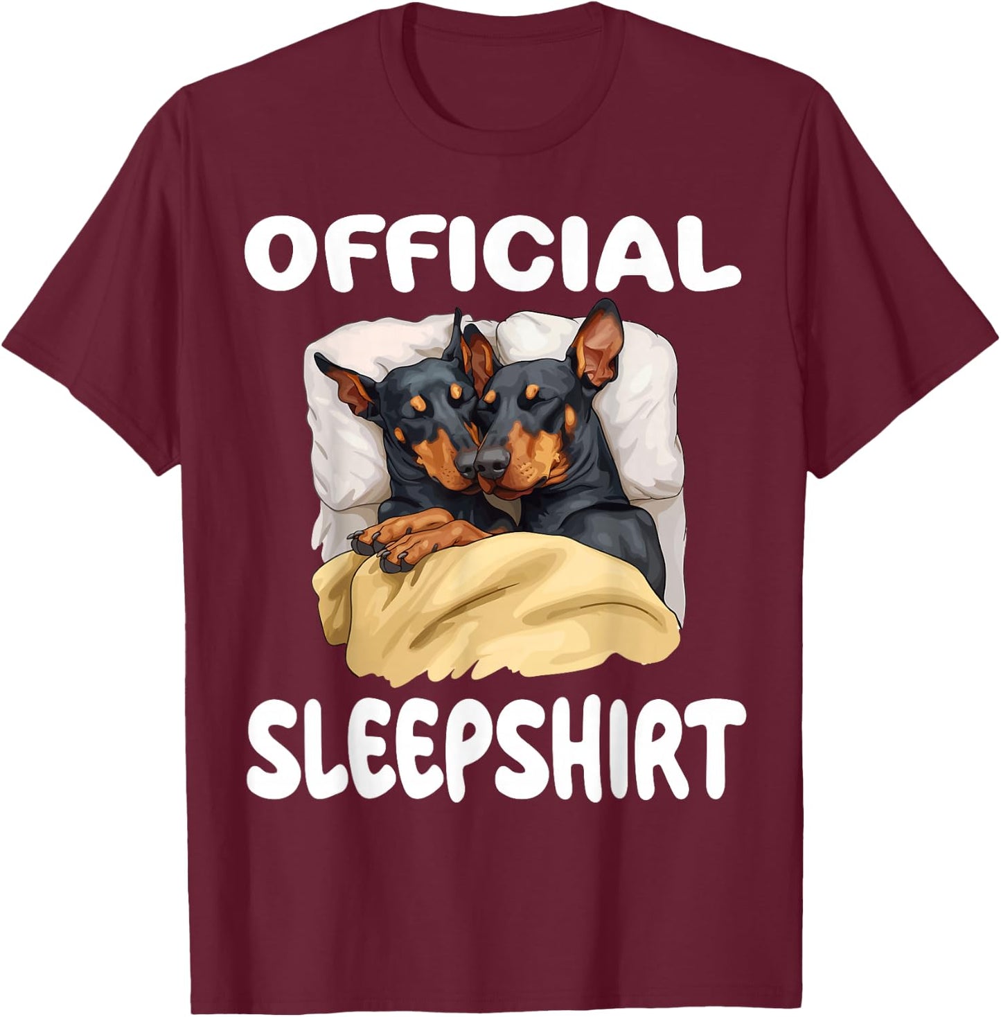 Doberman Pinscher Dog Official Sleepshirt Pajamas Nightgown T-Shirt - T-Shirt | Maroon