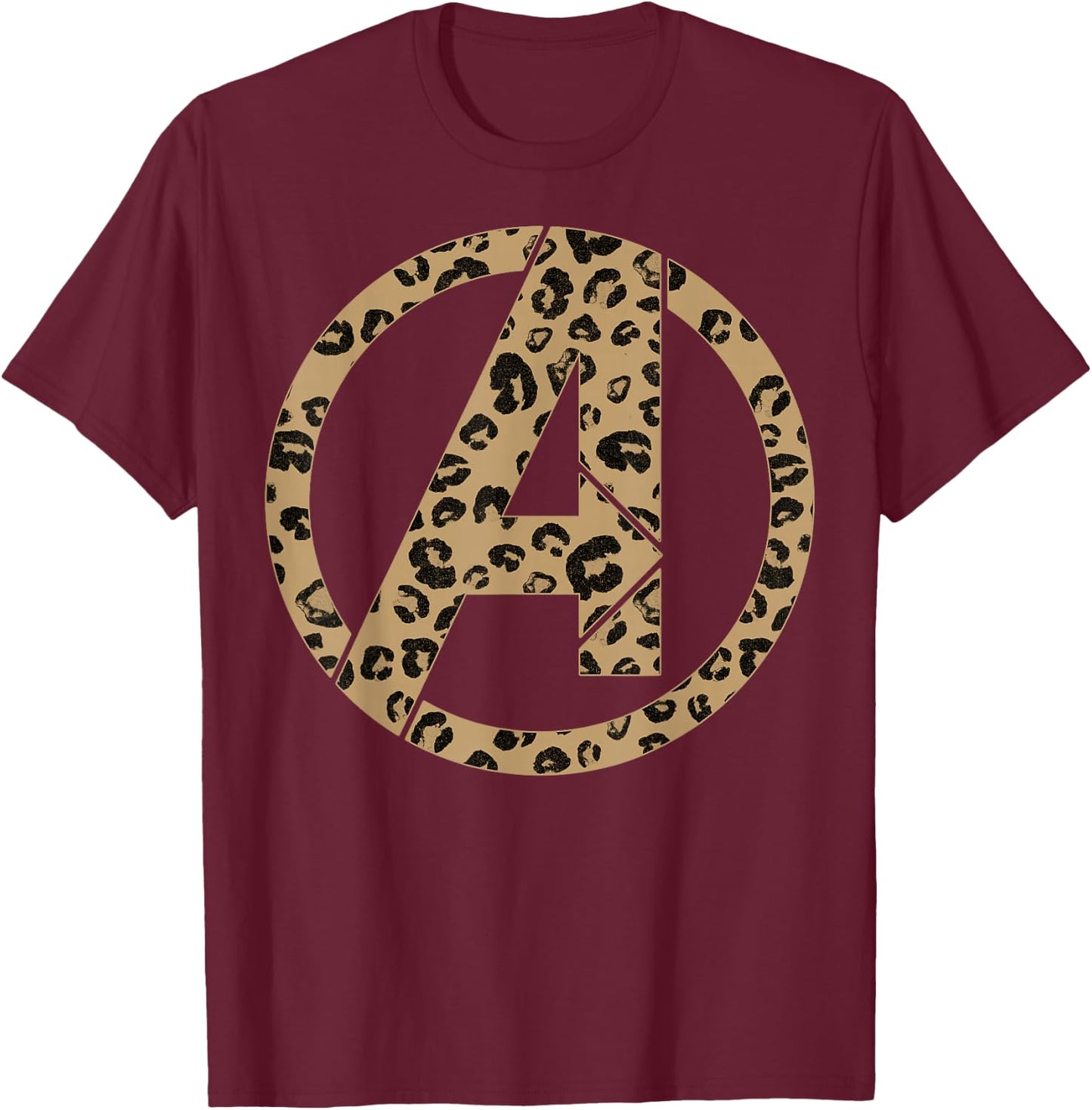 Marvel Avengers Leopard Logo Fill T-Shirt - T-Shirt | Maroon