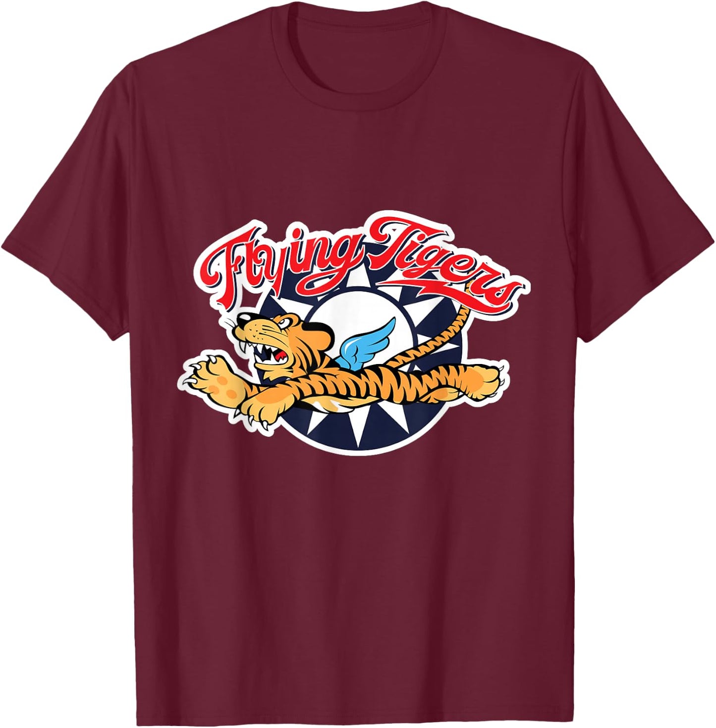 Funny Cool Tiger Flying Novelty Graphic & Cool Designs T-Shirt - T-Shirt | Maroon