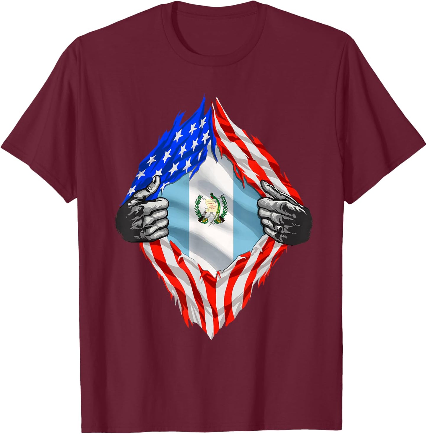 Guatemala Shirt Guatemala USA Flag Guatemalan American Roots T-Shirt - T-Shirt | Maroon