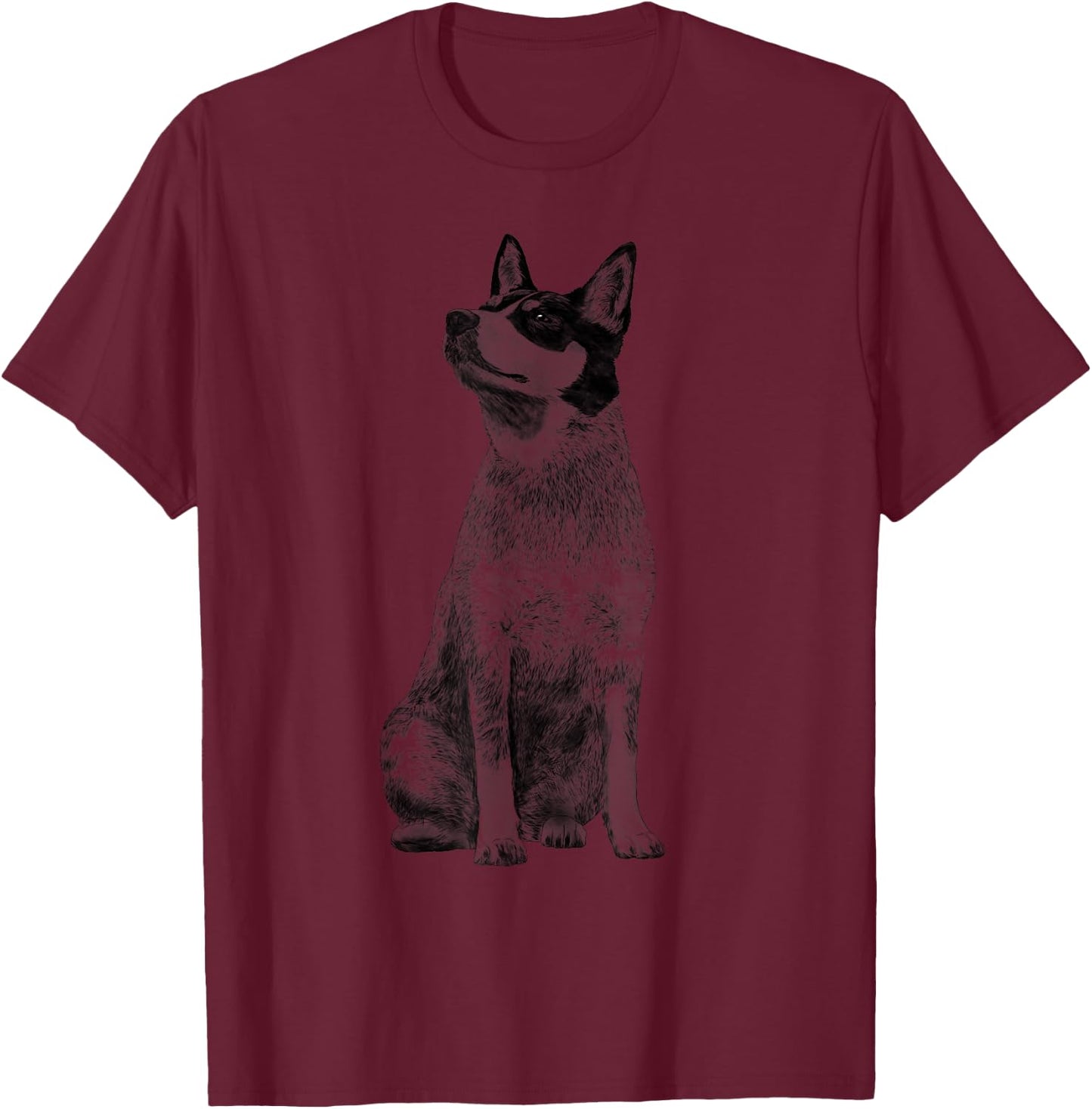 Sitting Australian Cattle Dog T-Shirt - T-Shirt | Maroon