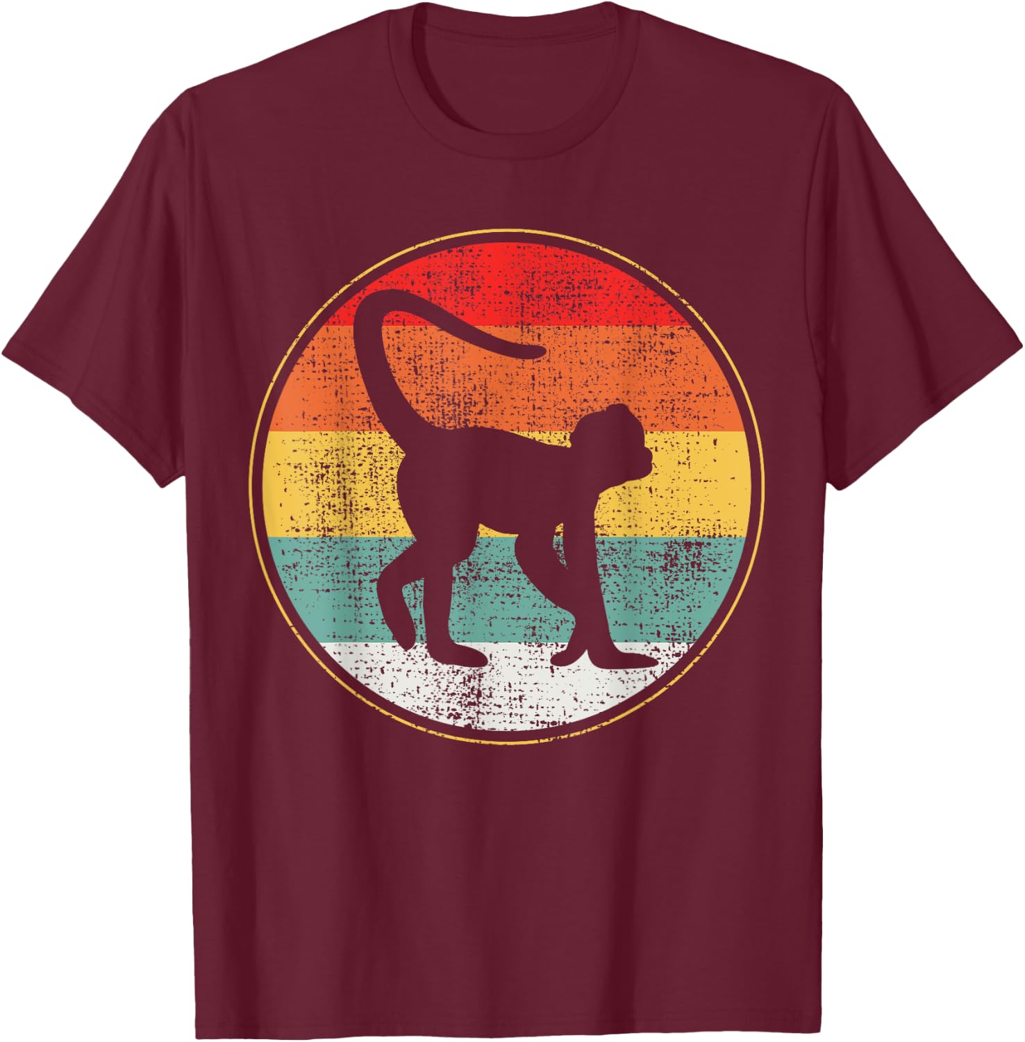 Spider Monkey Retro Vintage T-Shirt - T-Shirt | Maroon