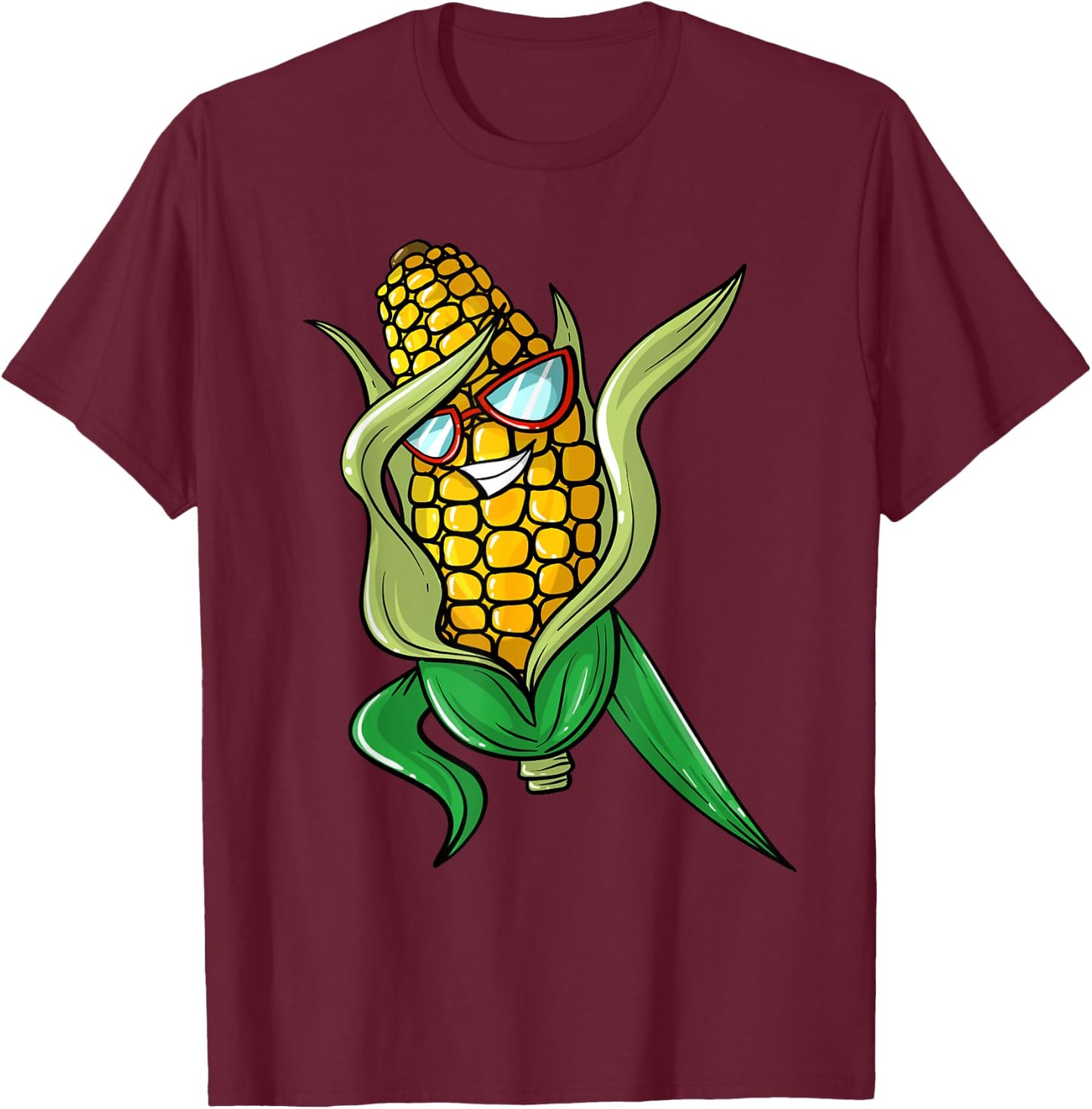 Funny Dabbing Corn Gift | Cute Dancing Farmers Men Women T-Shirt - T-Shirt | Maroon