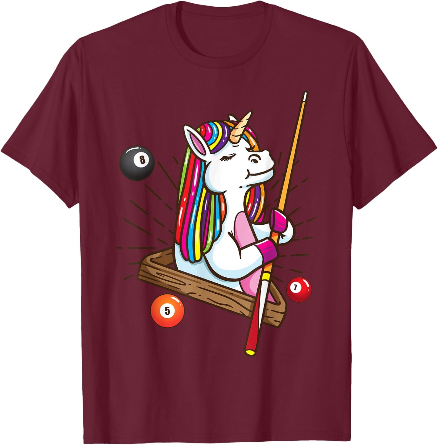 Billiard unicorn workhorse pool shirt girls snooker T-Shirt - T-Shirt | Maroon
