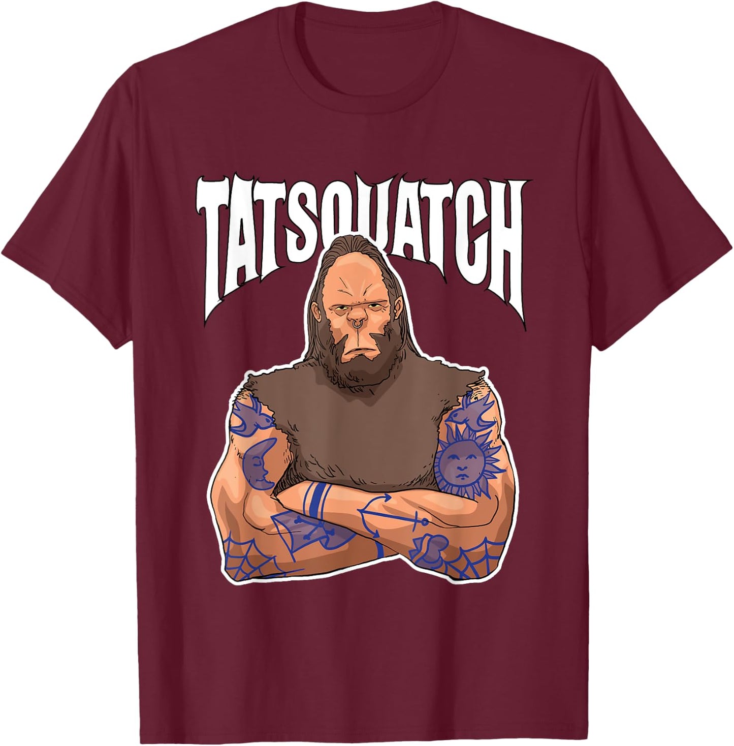 Funny Tattoo Inked Bigfoot Tatsquatch for Sasquatch Believer T-Shirt - T-Shirt | Maroon