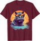 Hippo Sunglasses Colourful Artwork Safari Hippopotamus T-Shirt - T-Shirt | Maroon