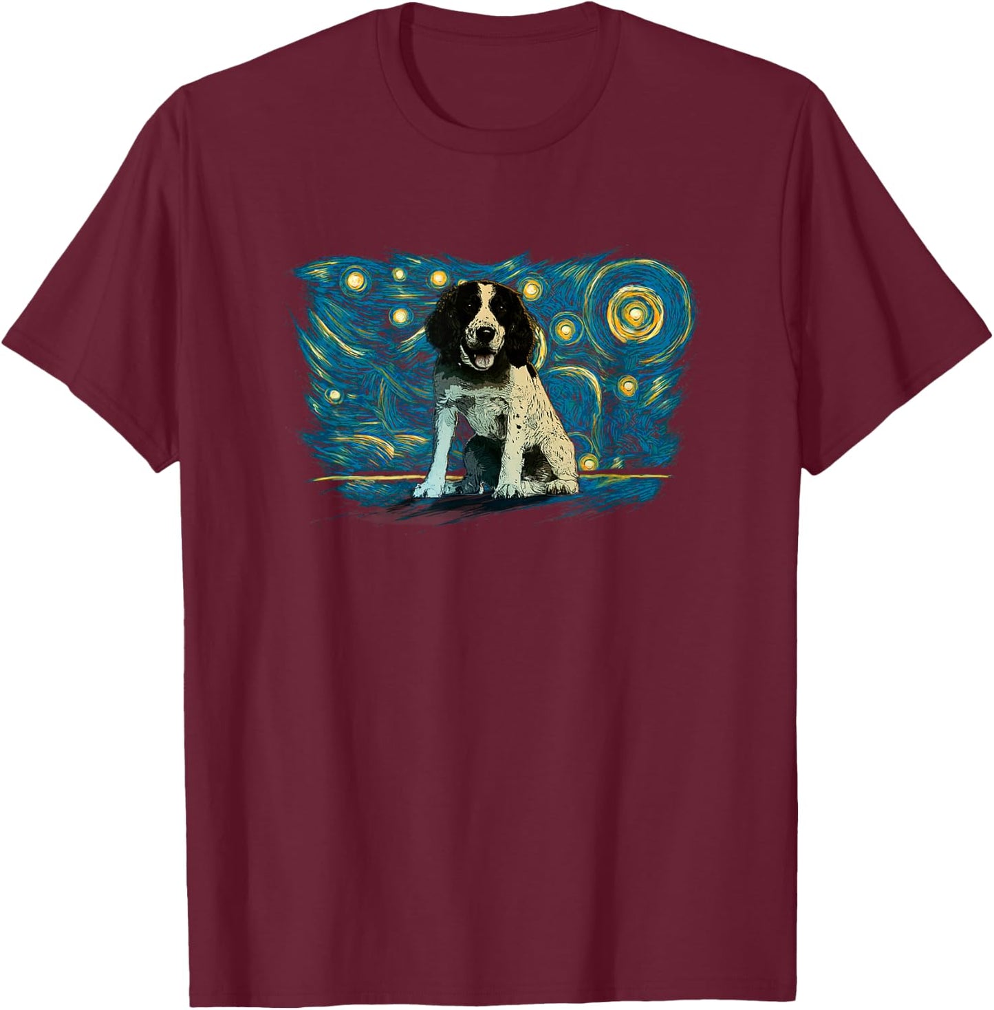 Retro Vintage Style English Springer Spaniel T-Shirt - T-Shirt | Maroon