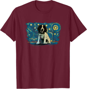 Retro Vintage Style English Springer Spaniel T-Shirt - T-Shirt | Maroon